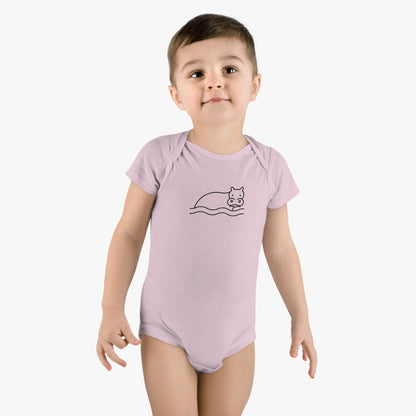 Hippo In Water Print Baby Onesies