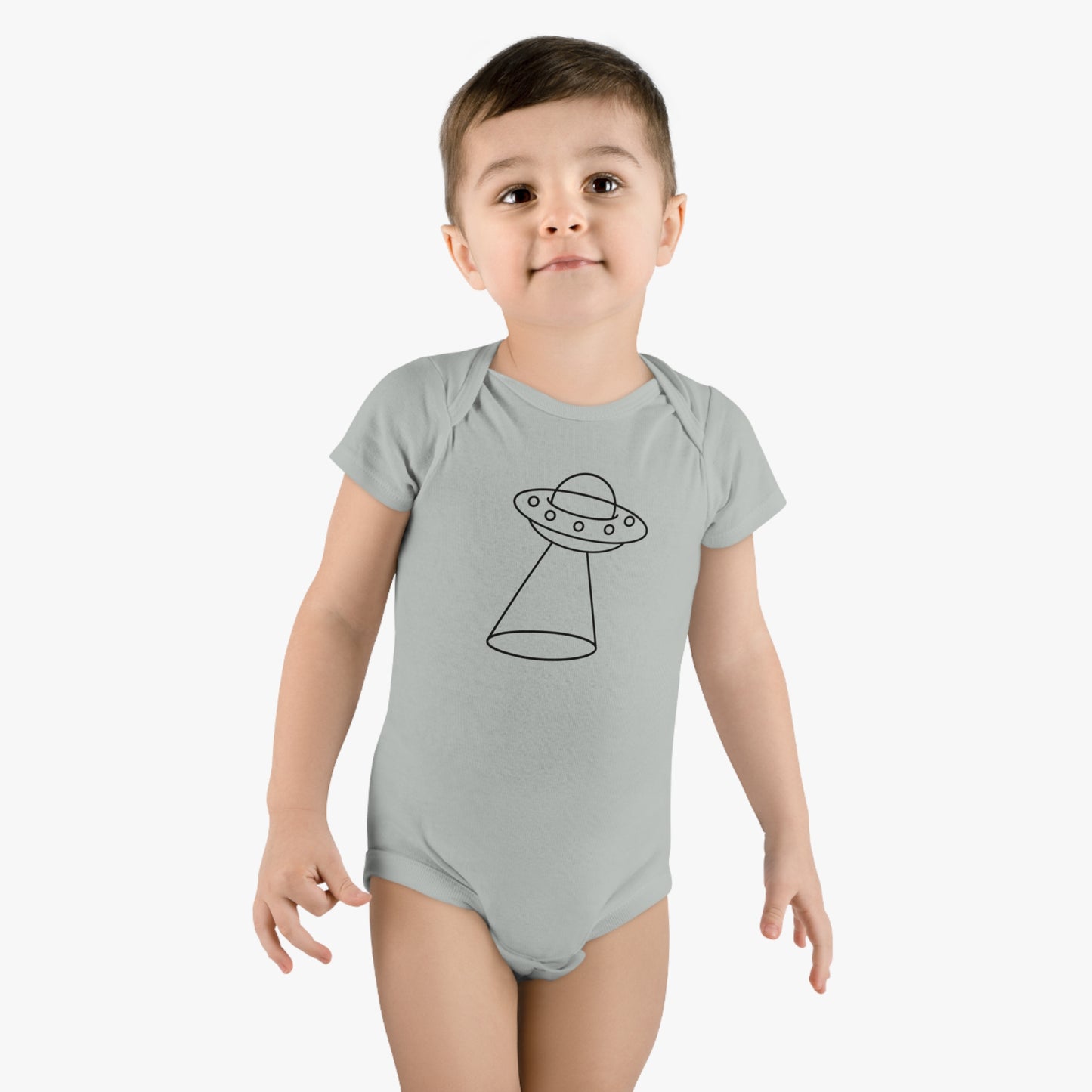 UFO with a Beam of Light Print Baby Onesies