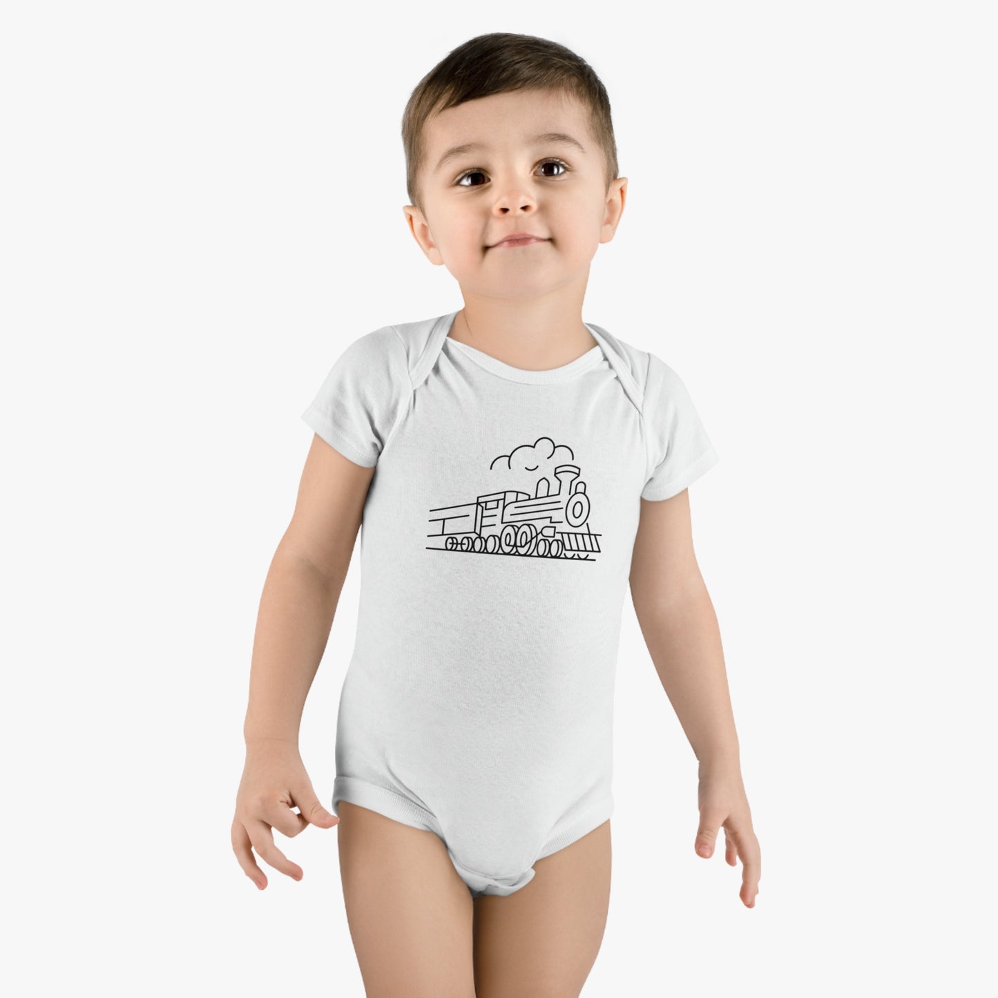 Choo-Choo Train Print Baby Onesies