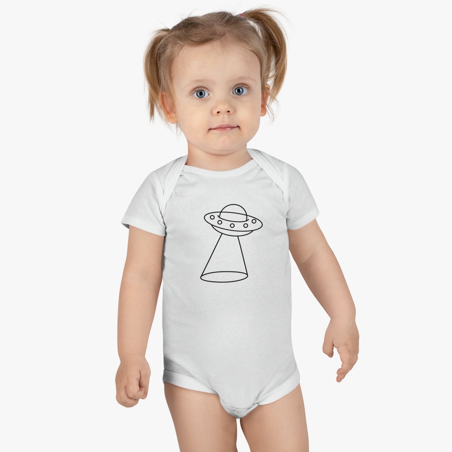 UFO with a Beam of Light Print Baby Onesies