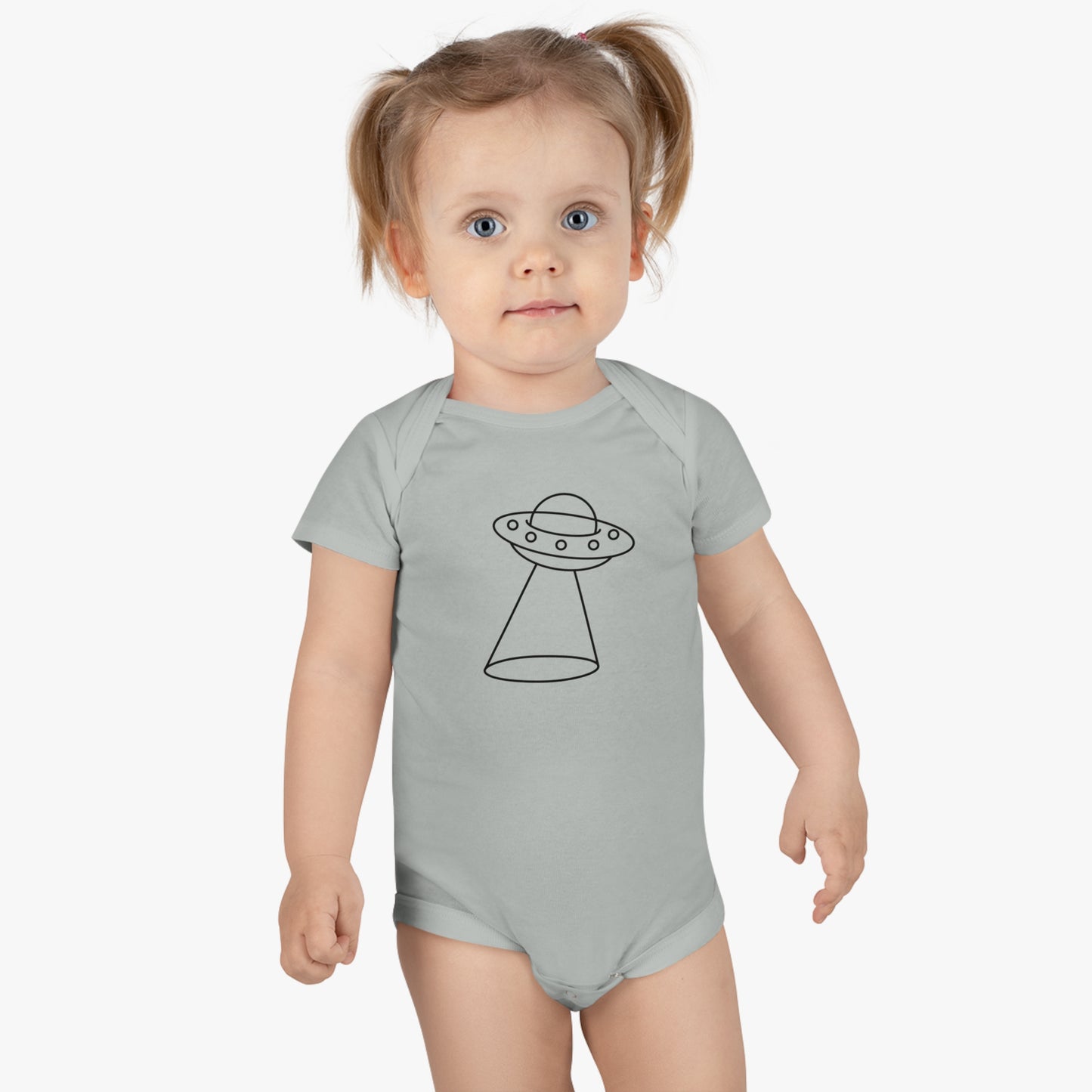 UFO with a Beam of Light Print Baby Onesies