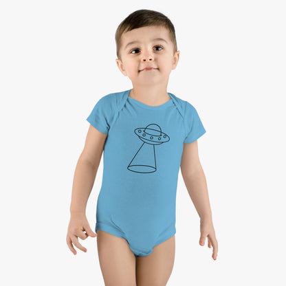 UFO with a Beam of Light Print Baby Onesies