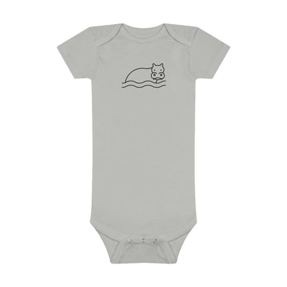 Hippo In Water Print Baby Onesies