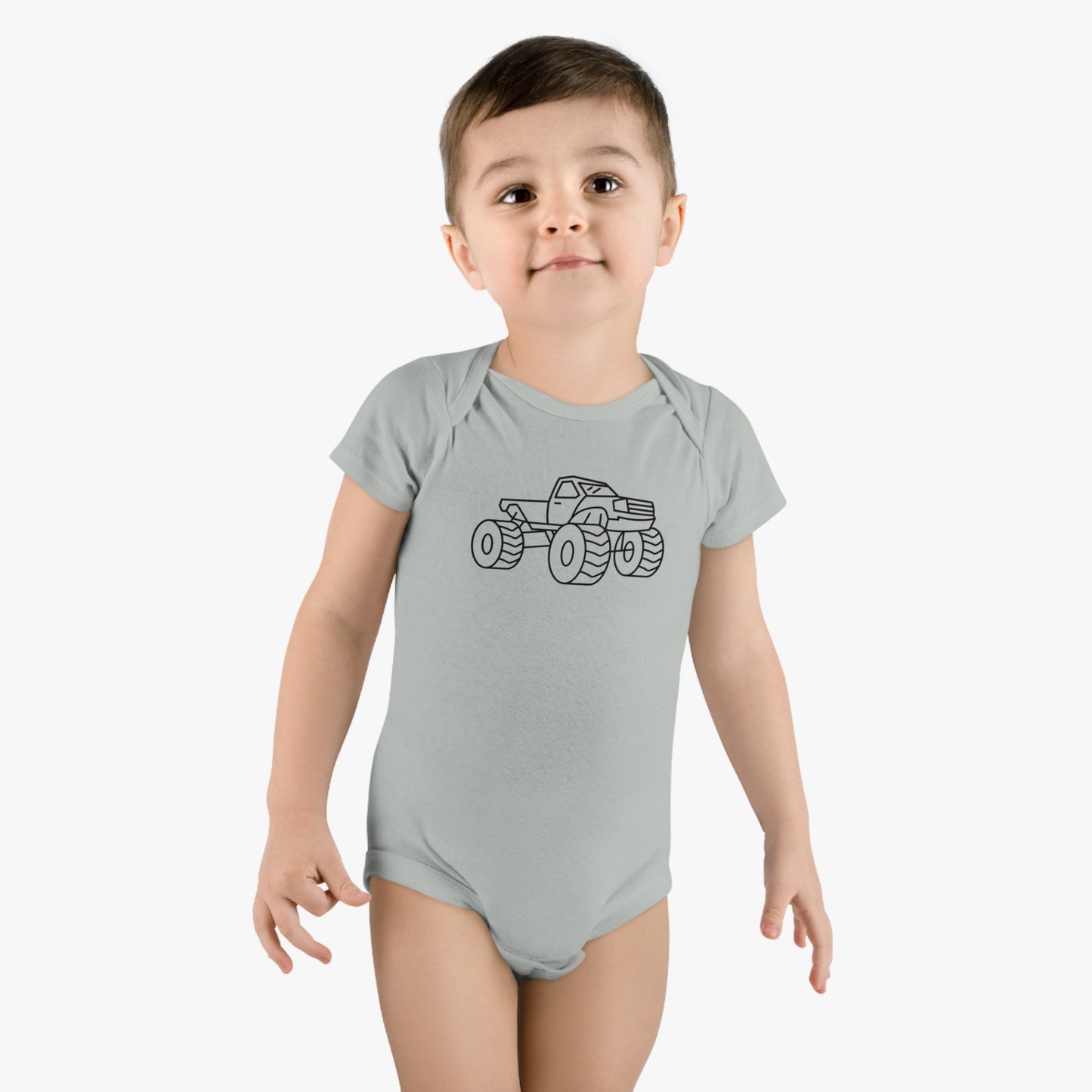 Monster Truck Print Baby Onesie