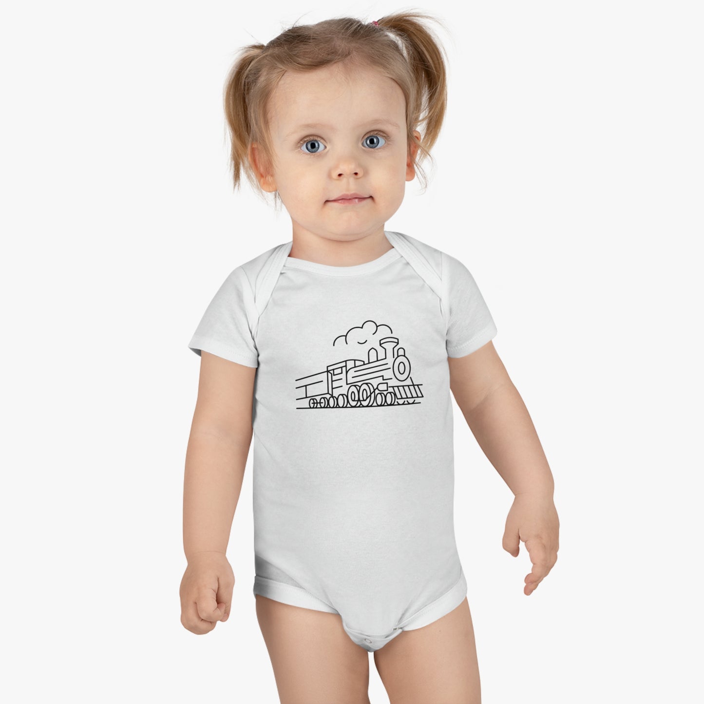 Choo-Choo Train Print Baby Onesies