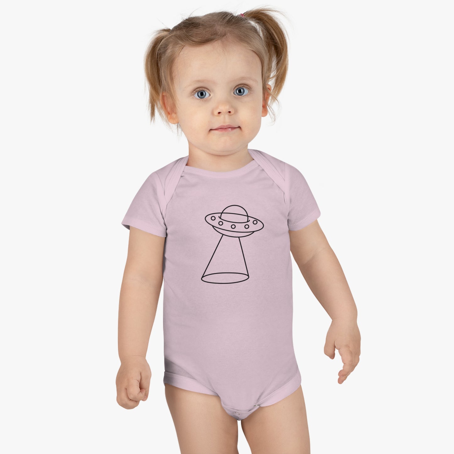 UFO with a Beam of Light Print Baby Onesies