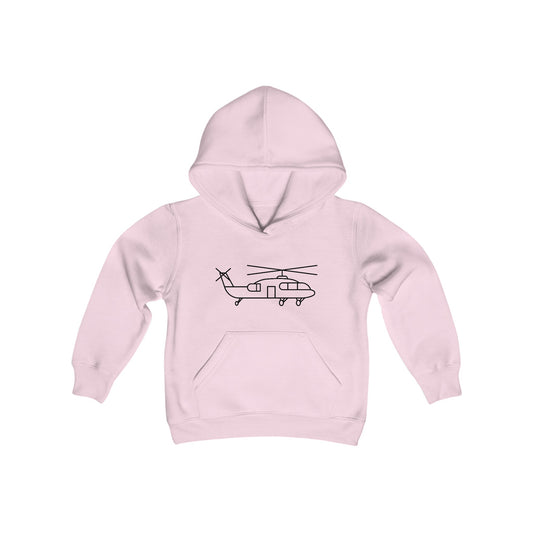 Flying Helicopter Print Kids Hoodie