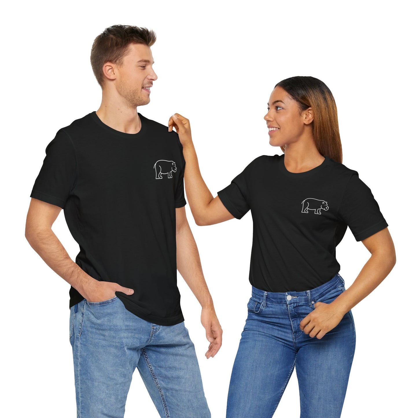 Hippo Print Men & Women T-Shirt