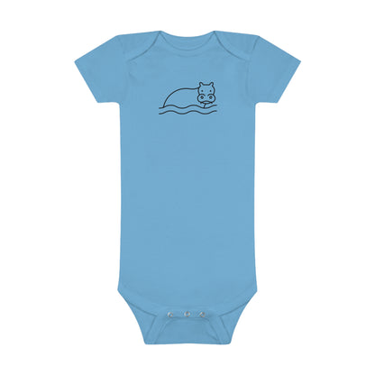 Hippo In Water Print Baby Onesies