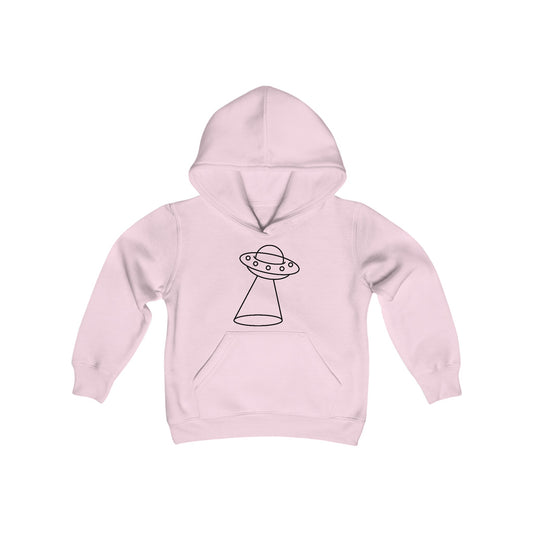 UFO with a Beam of Light Print Kids Hoodie