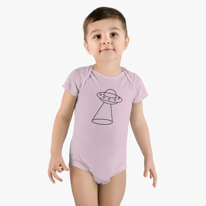 UFO with a Beam of Light Print Baby Onesies