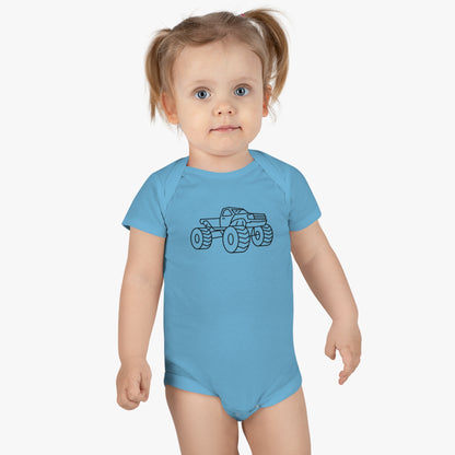 Monster Truck Print Baby Onesie